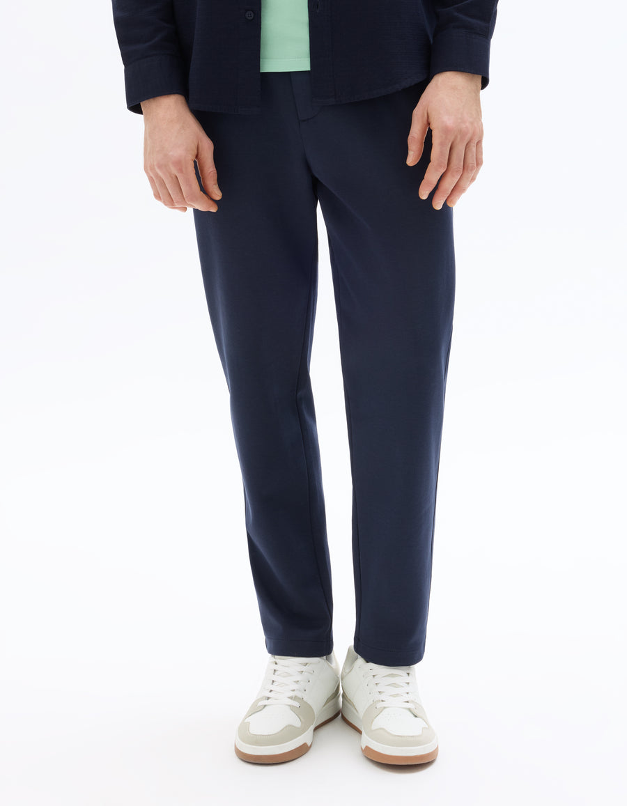 Slim Fit Polyester Trousers - Navy Blue