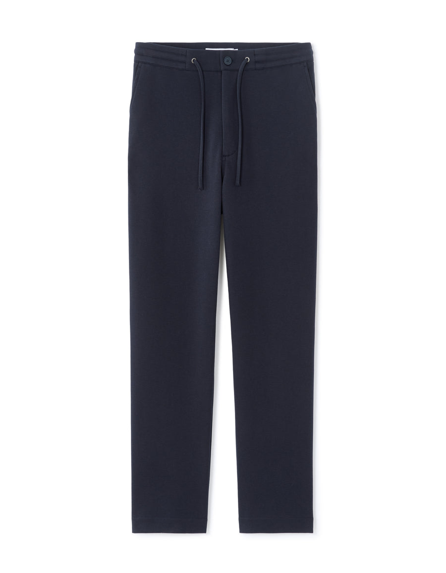 Straight Fit Polyester Trousers - Navy Blue