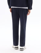 Straight Fit Polyester Trousers - Navy Blue
