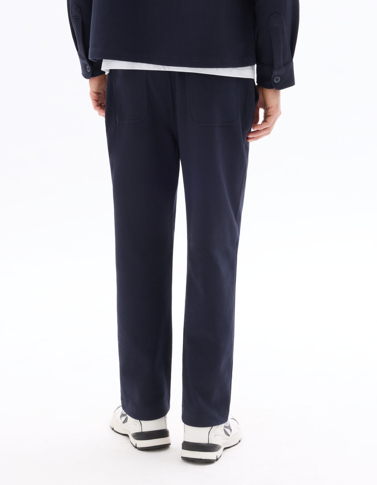 Straight Fit Polyester Trousers - Navy Blue