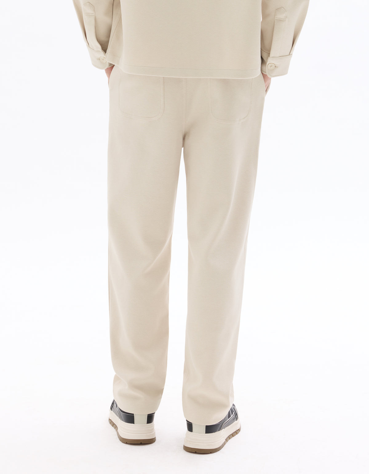 Straight Fit Polyester Trousers - Beige