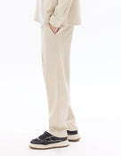 Straight Fit Polyester Trousers - Beige