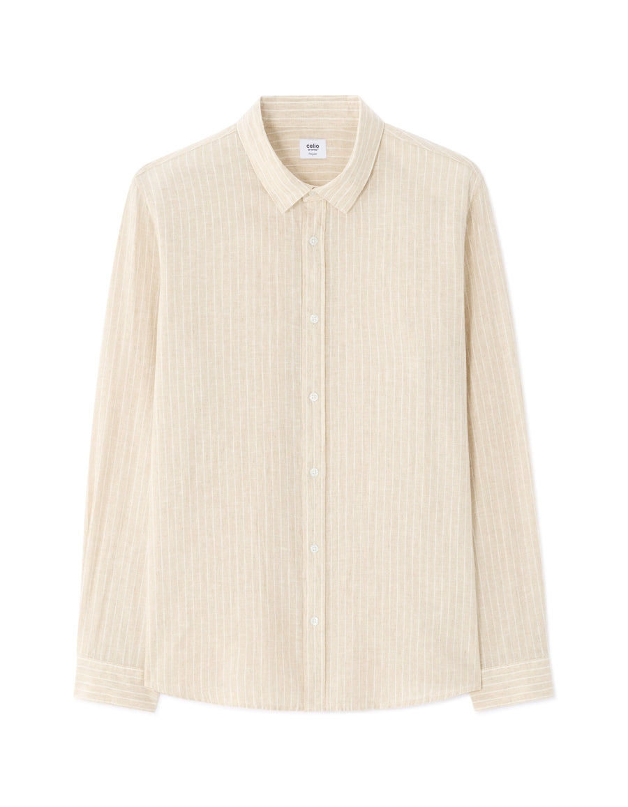 Regular Fit Linen Solid Shirt - Natural