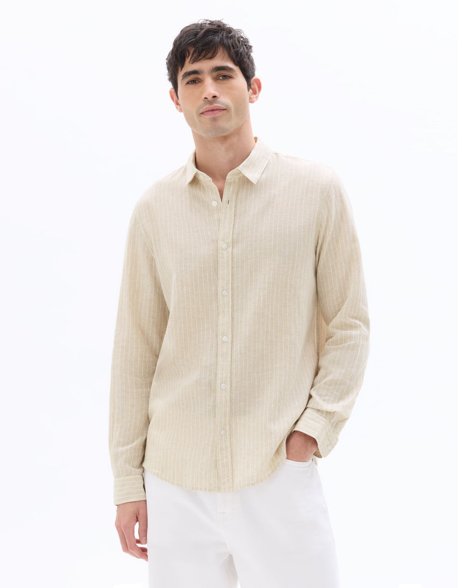 Regular Fit Linen Solid Shirt - Natural