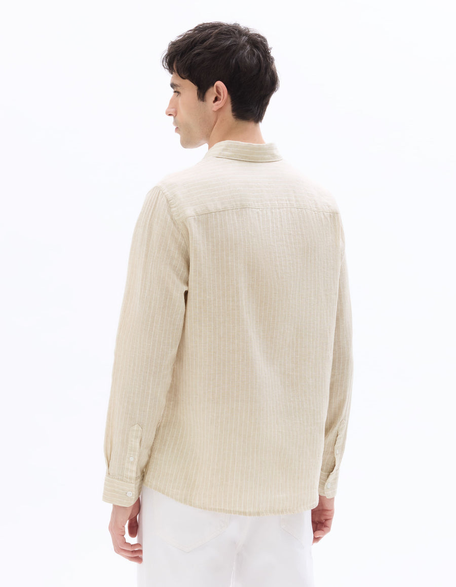 Regular Fit Linen Solid Shirt - Natural