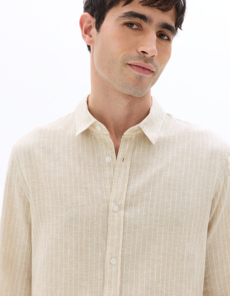 Regular Fit Linen Solid Shirt - Natural