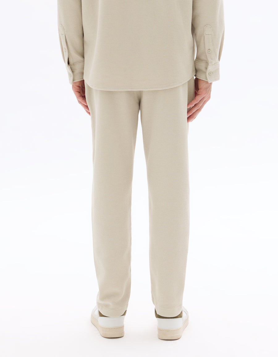 Slim Fit Cotton Blend Trousers - Beige