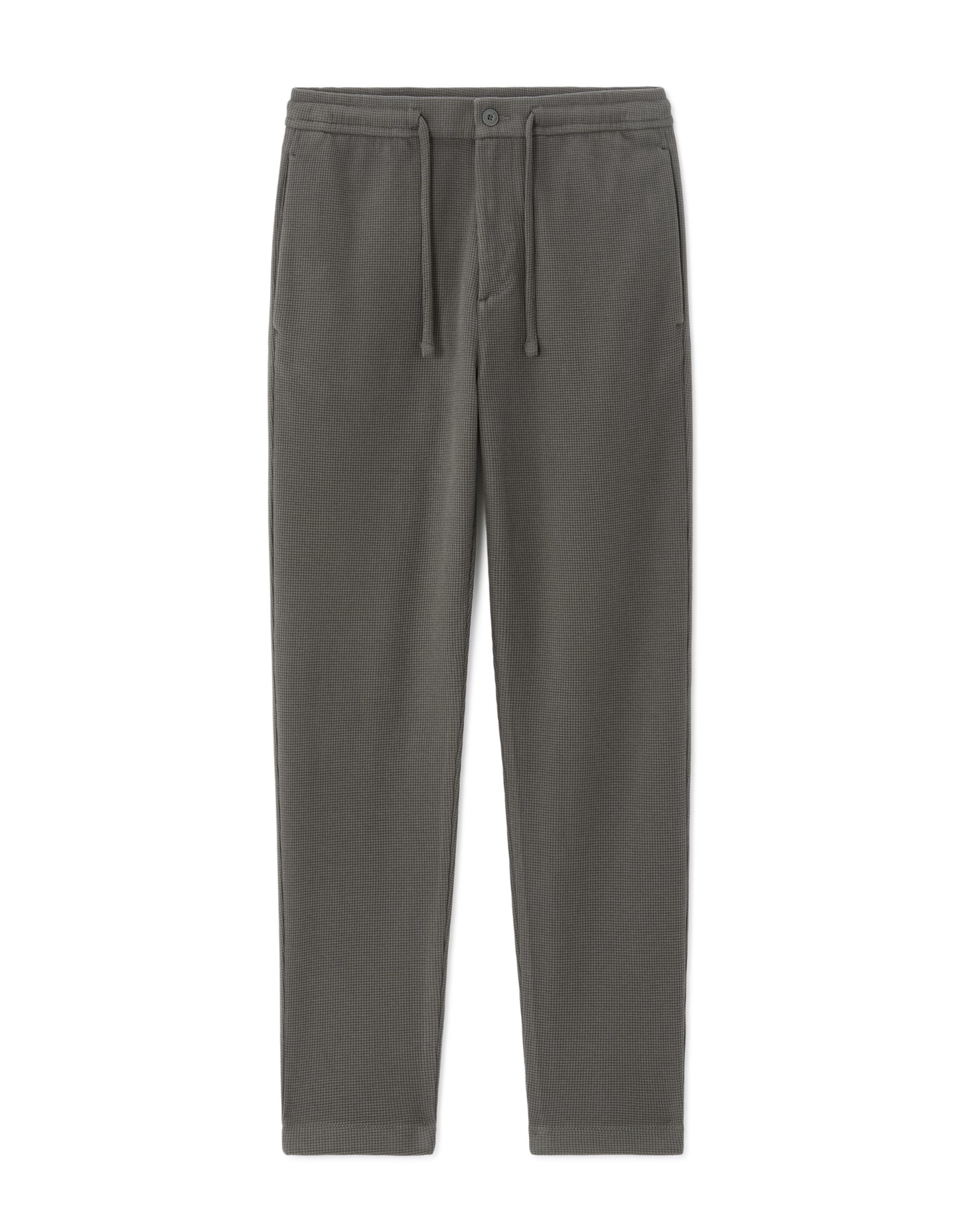 Slim Fit Cotton Blend Textured Trousers - Khaki