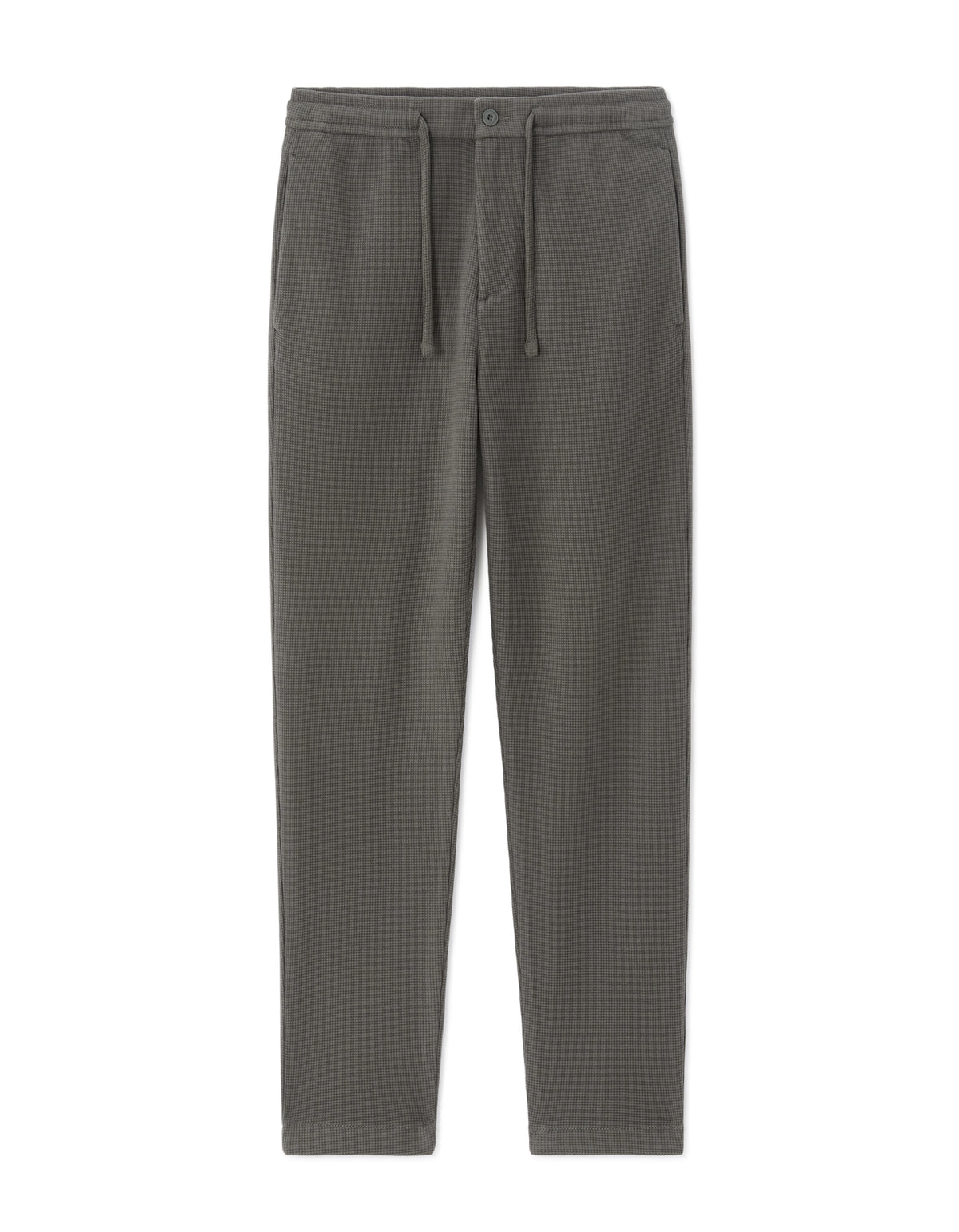 Slim Fit Cotton Blend Textured Trousers - Khaki