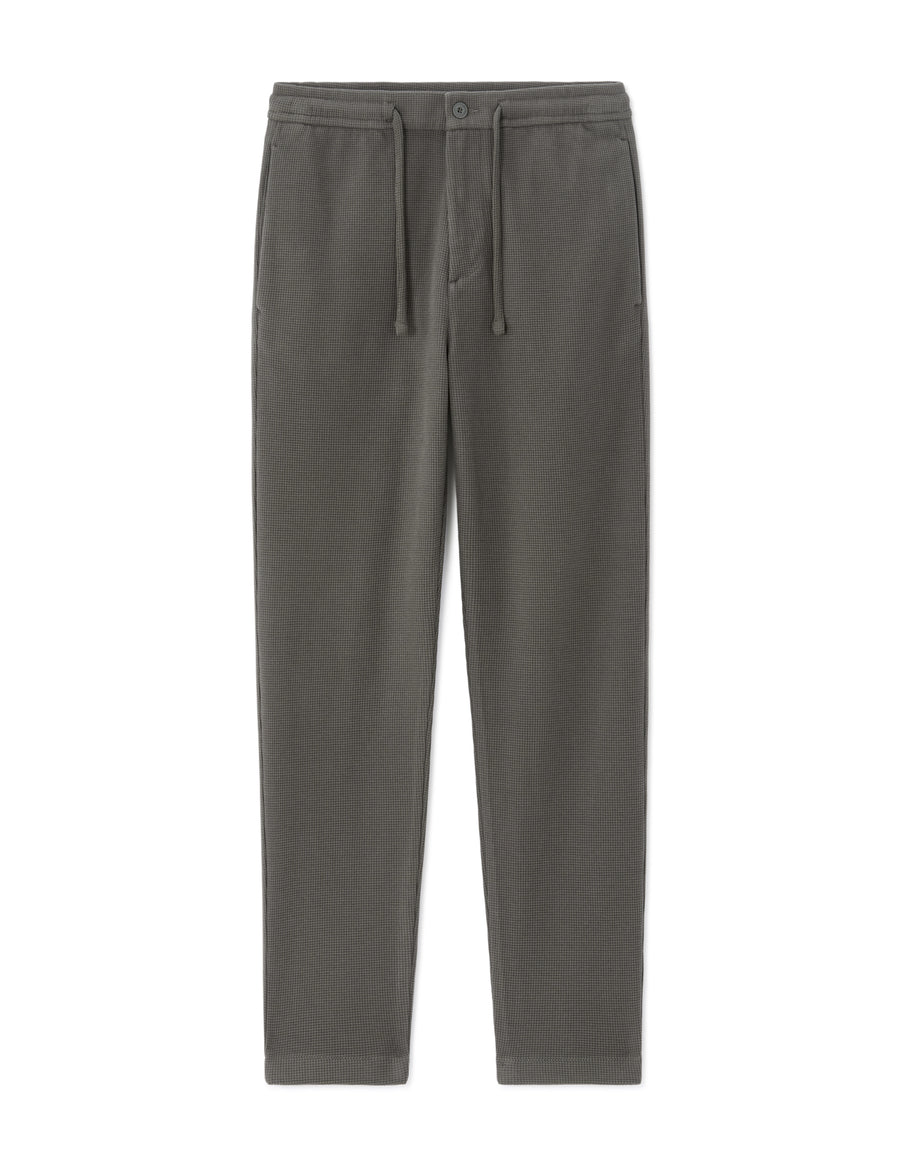 Slim Fit Cotton Blend Textured Trousers - Khaki