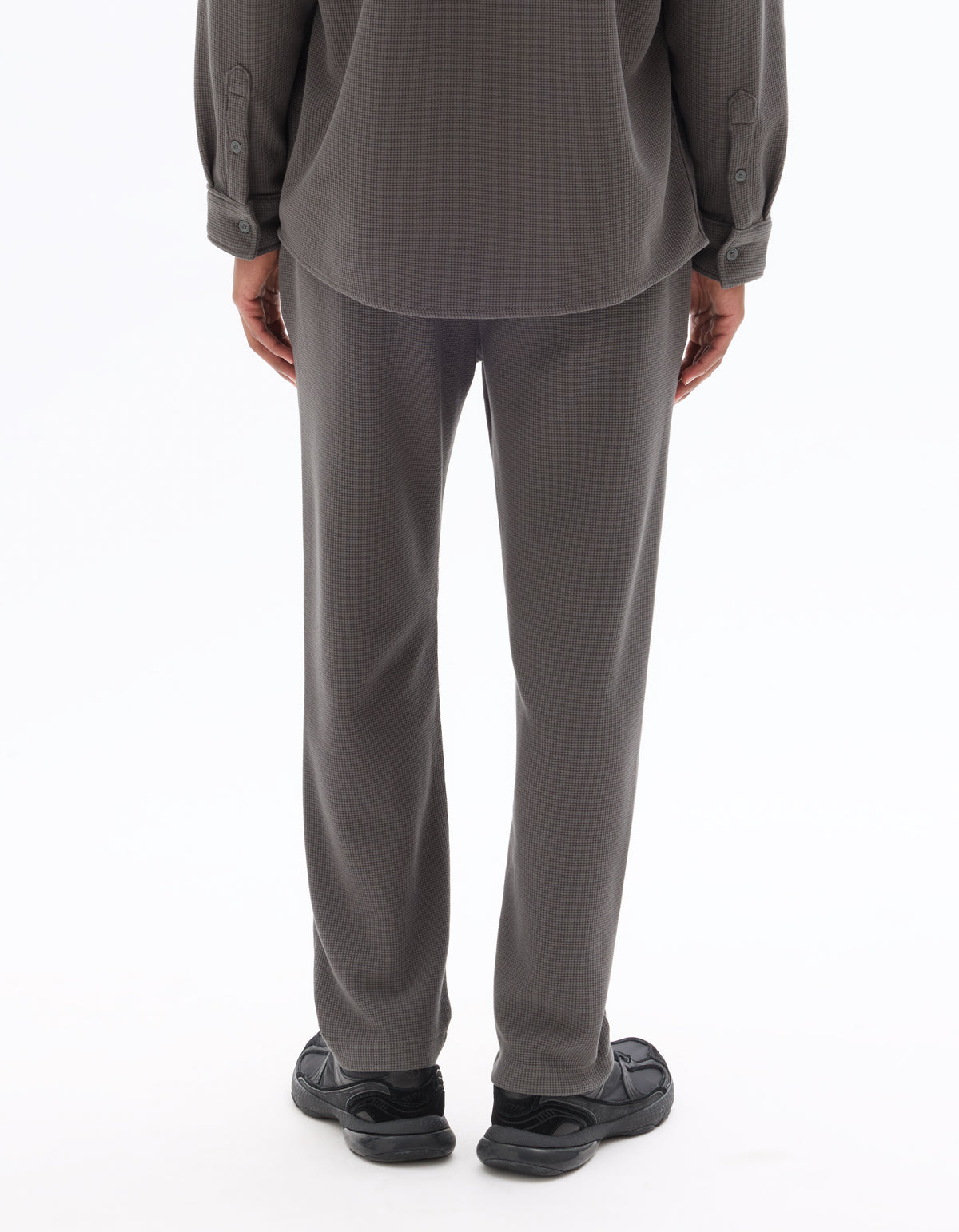 Slim Fit Cotton Blend Textured Trousers - Khaki