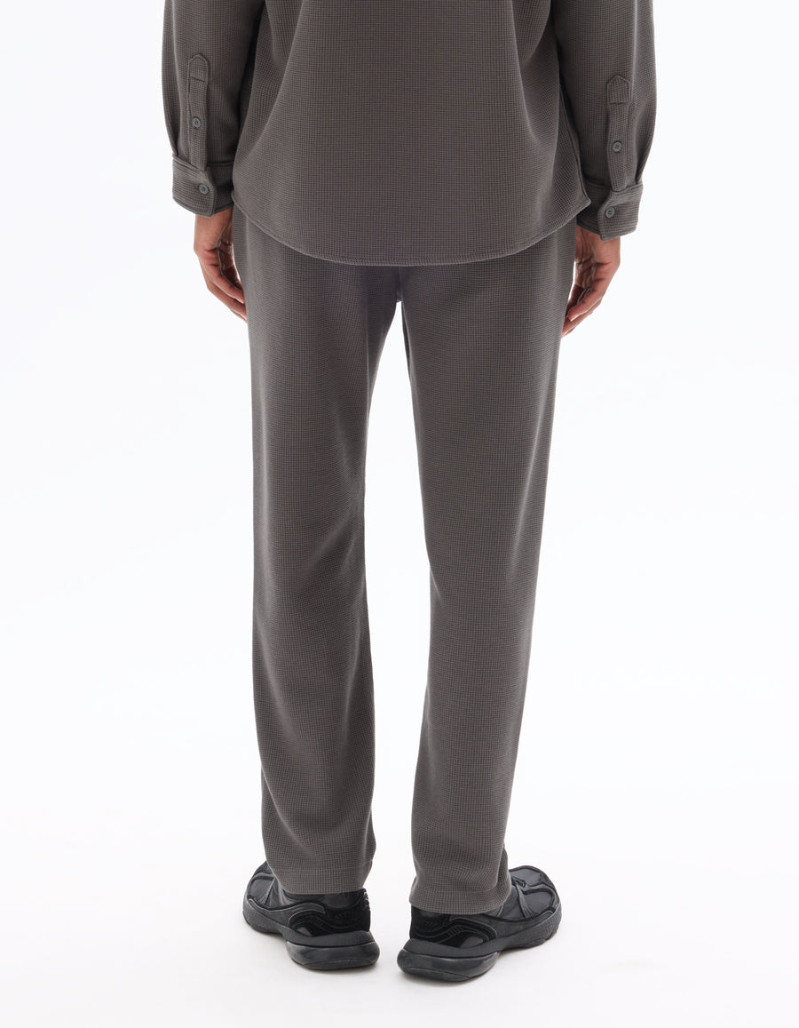 Slim Fit Cotton Blend Textured Trousers - Khaki