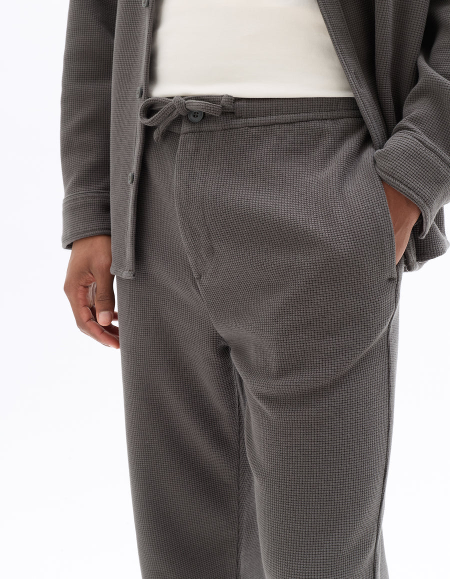 Slim Fit Cotton Blend Textured Trousers - Khaki