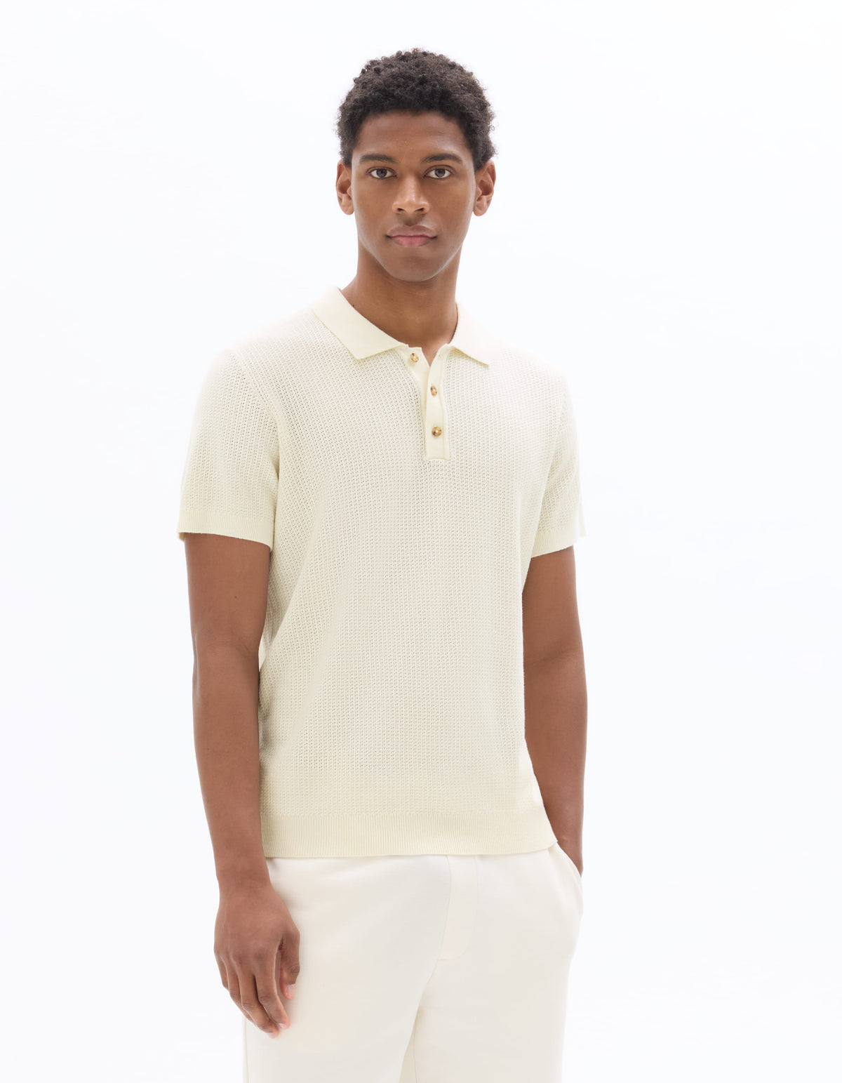Regular Fit 100% Cotton Polo Collar T-Shirt - White