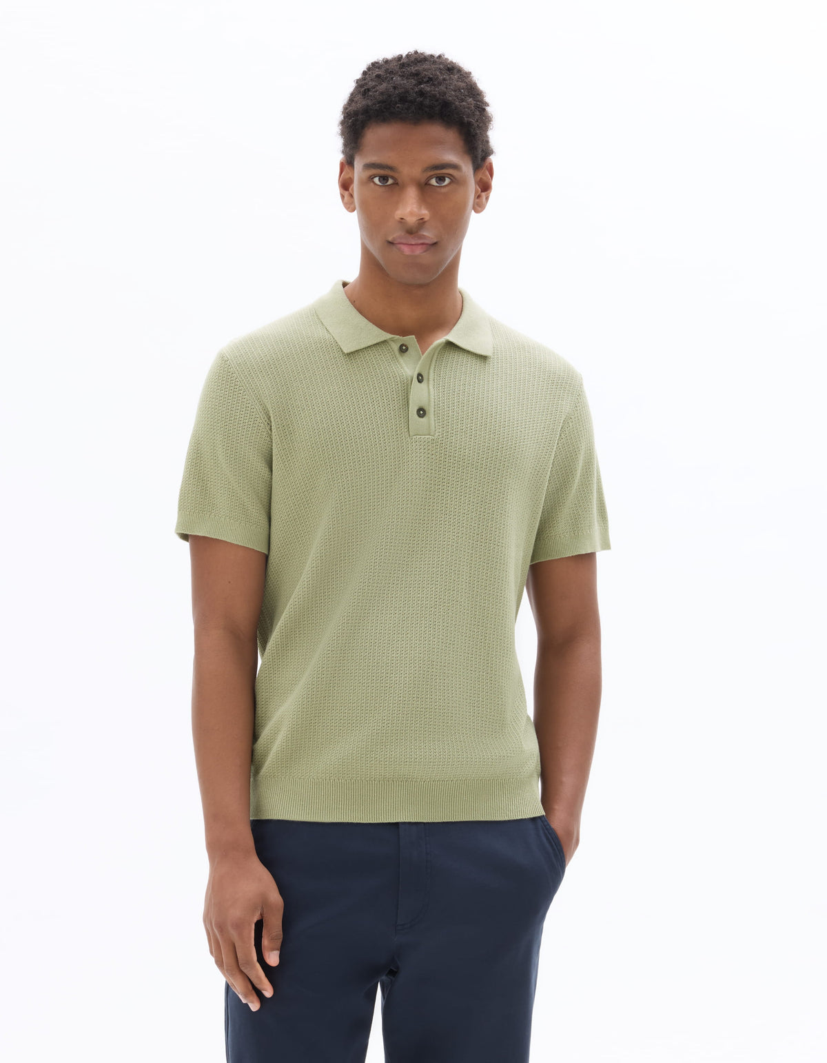 Regular Fit 100% Cotton Polo Collar T-Shirt - Green