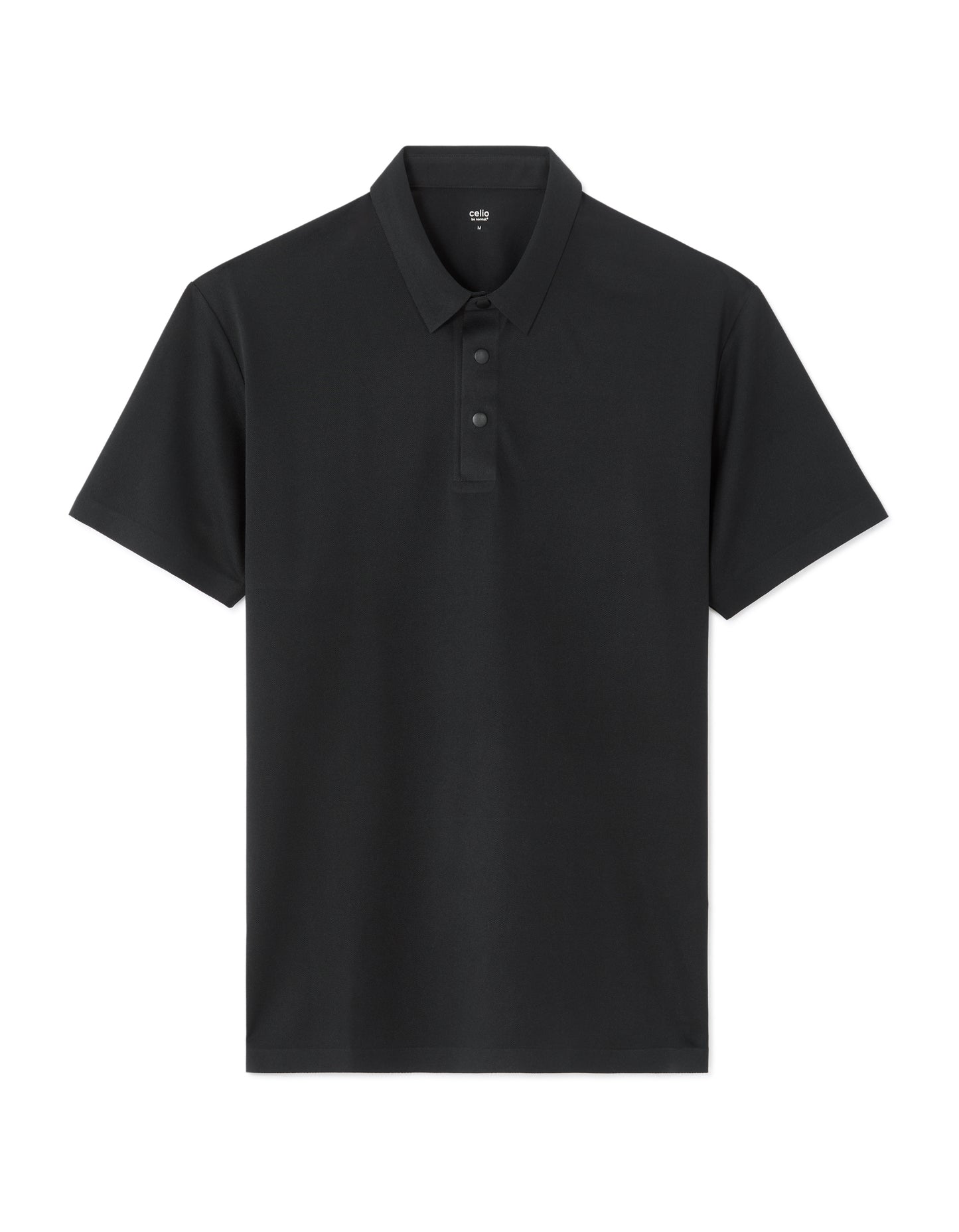 Regular Fit 100% Polyester Polo Collar T-Shirt - Black