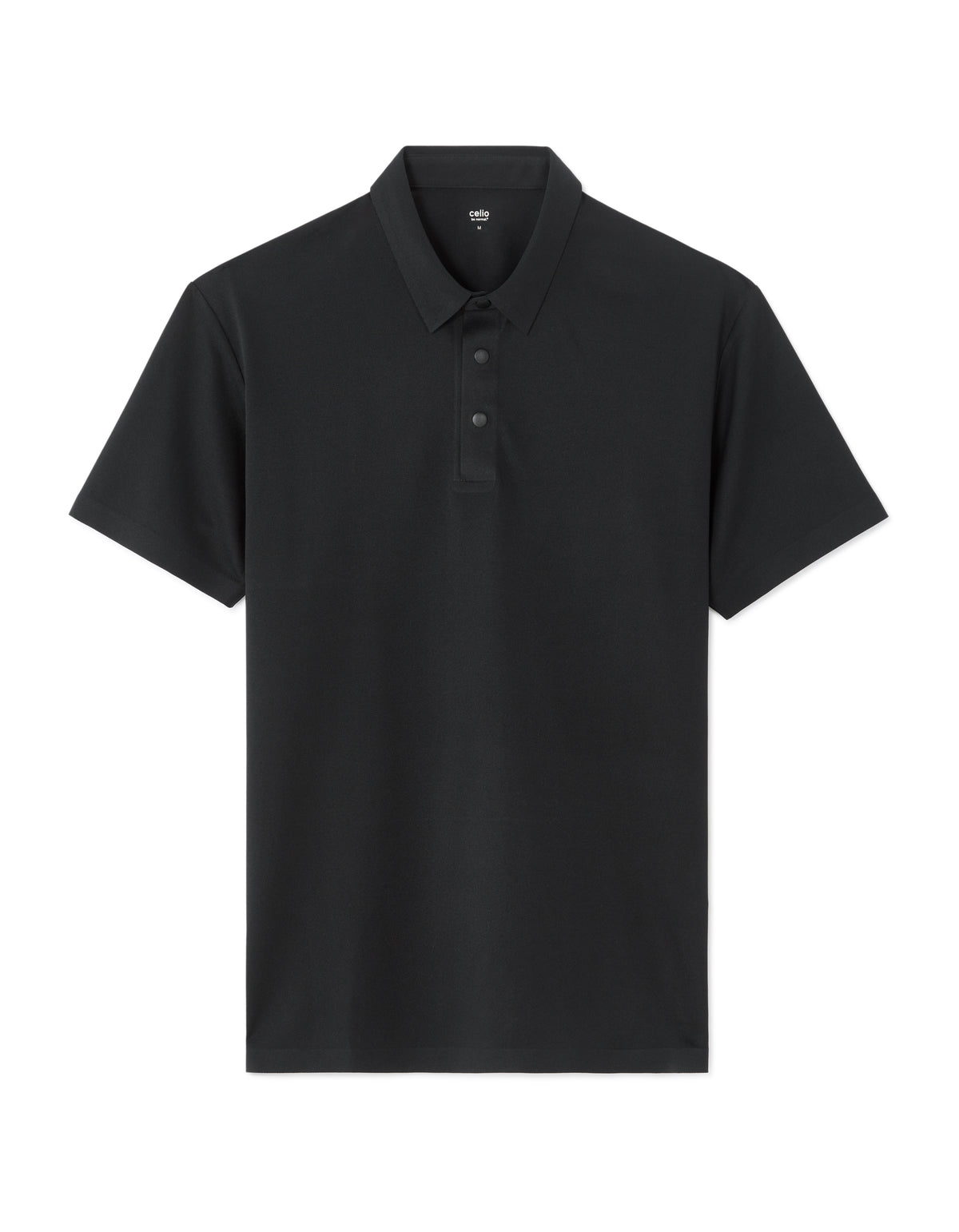 Regular Fit 100% Polyester Polo Collar T-Shirt - Black