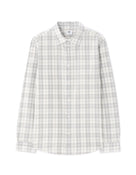Regular Fit Polyester Checked Spread Collar Shirt - White