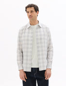 Regular Fit Polyester Checked Spread Collar Shirt - White