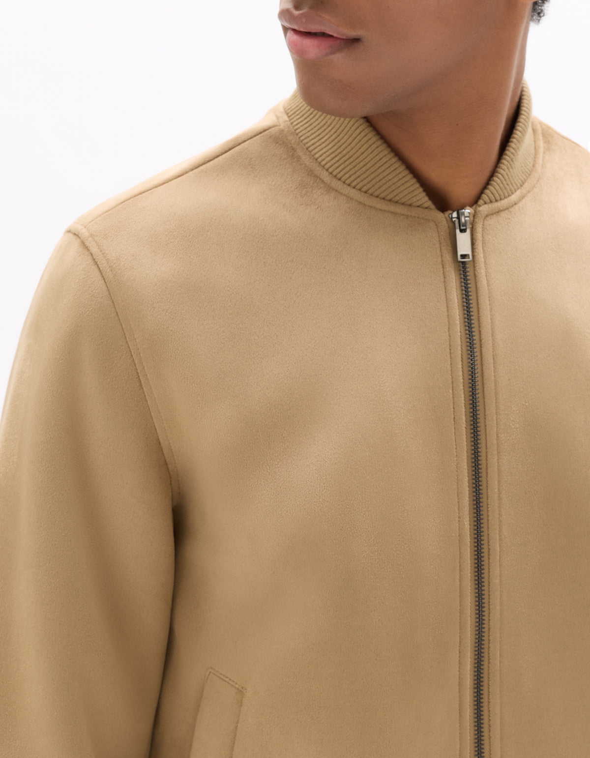 Slim Fit 100% Polyester Jacket - Beige