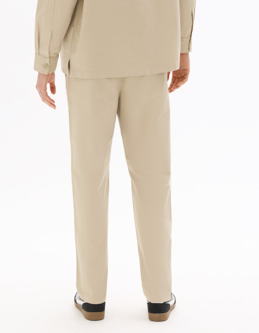 Slim Fit Stretch Cotton Trousers - Beige