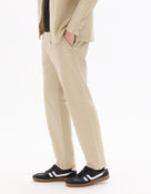 Slim Fit Stretch Cotton Trousers - Beige