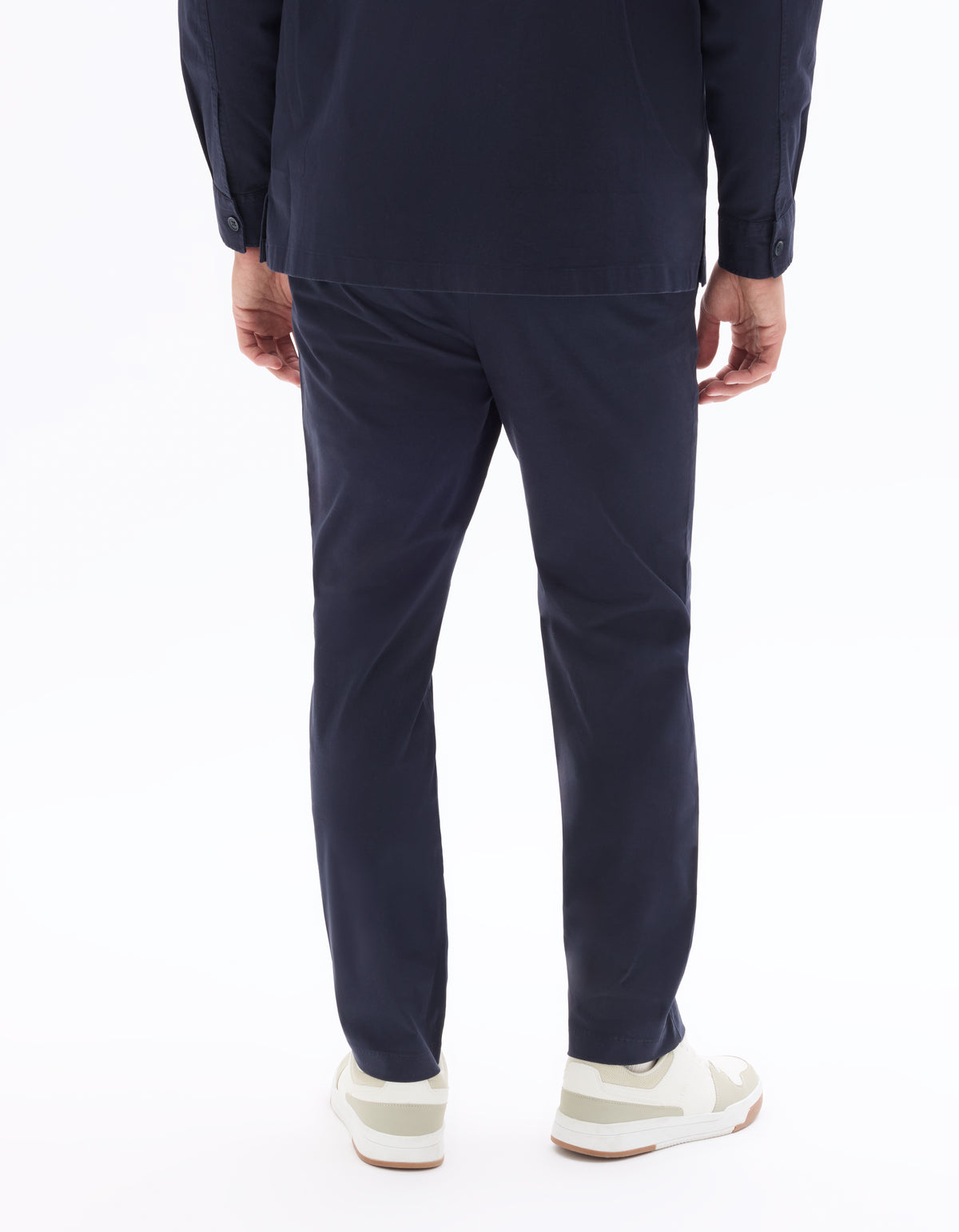 Slim Fit Stretch Cotton Trousers - Navy Blue