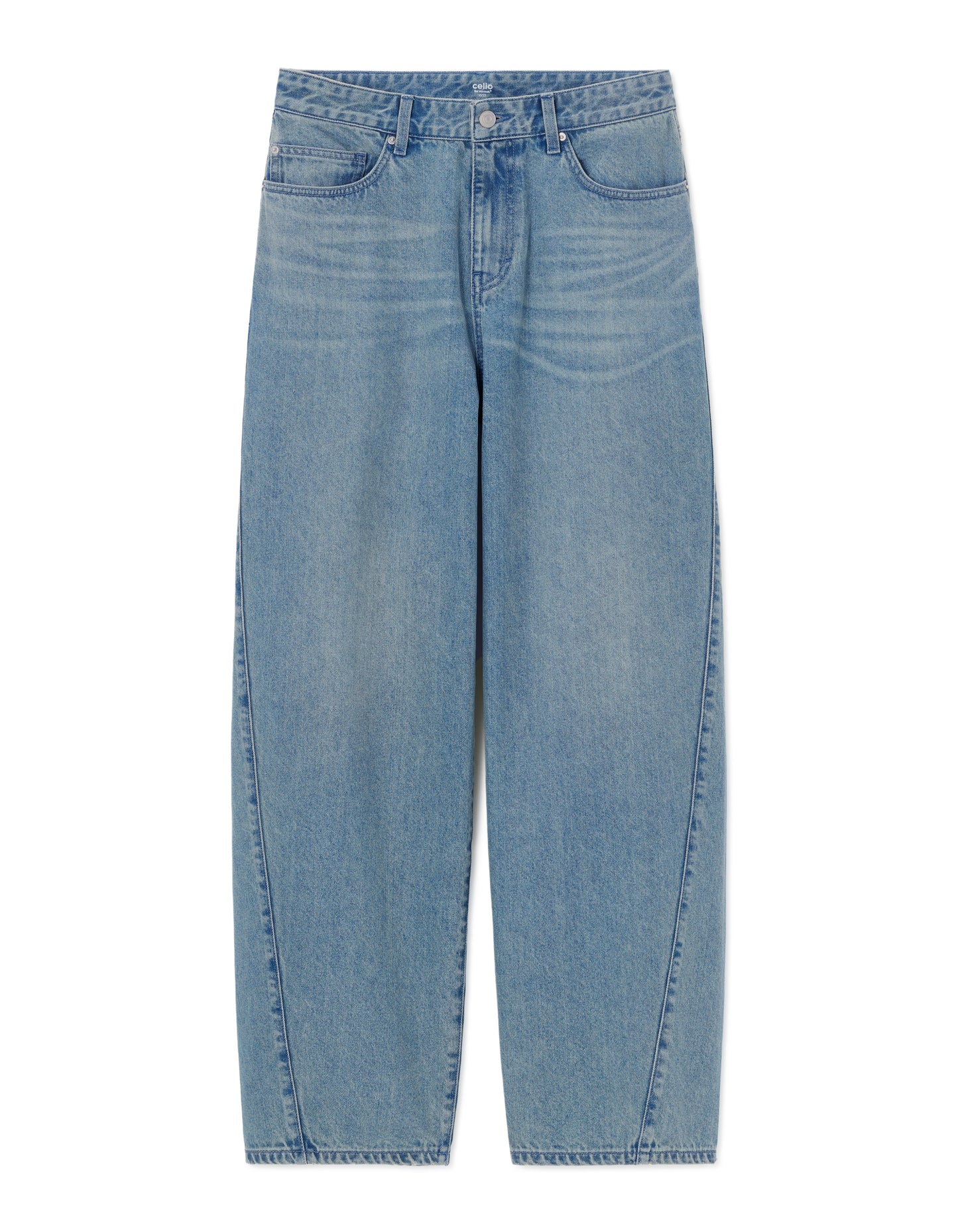 Loose Fit 100% Cotton Twill Jeans - Light Blue