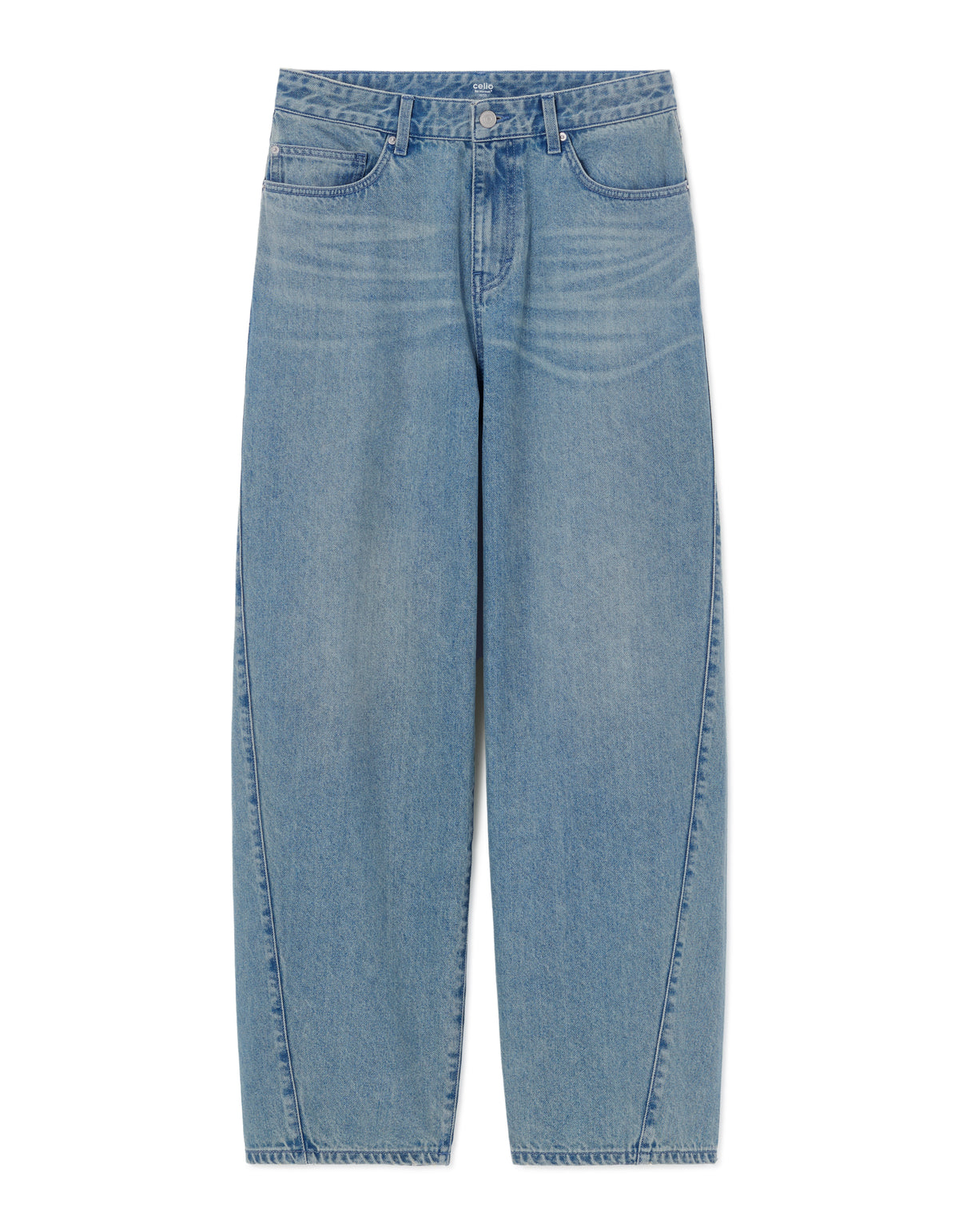 Loose Fit 100% Cotton Twill Jeans - Light Blue