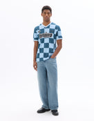 Oversized Fit Cotton Blend V Neck T-Shirt - Light Blue