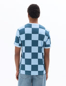 Oversized Fit Cotton Blend V Neck T-Shirt - Light Blue