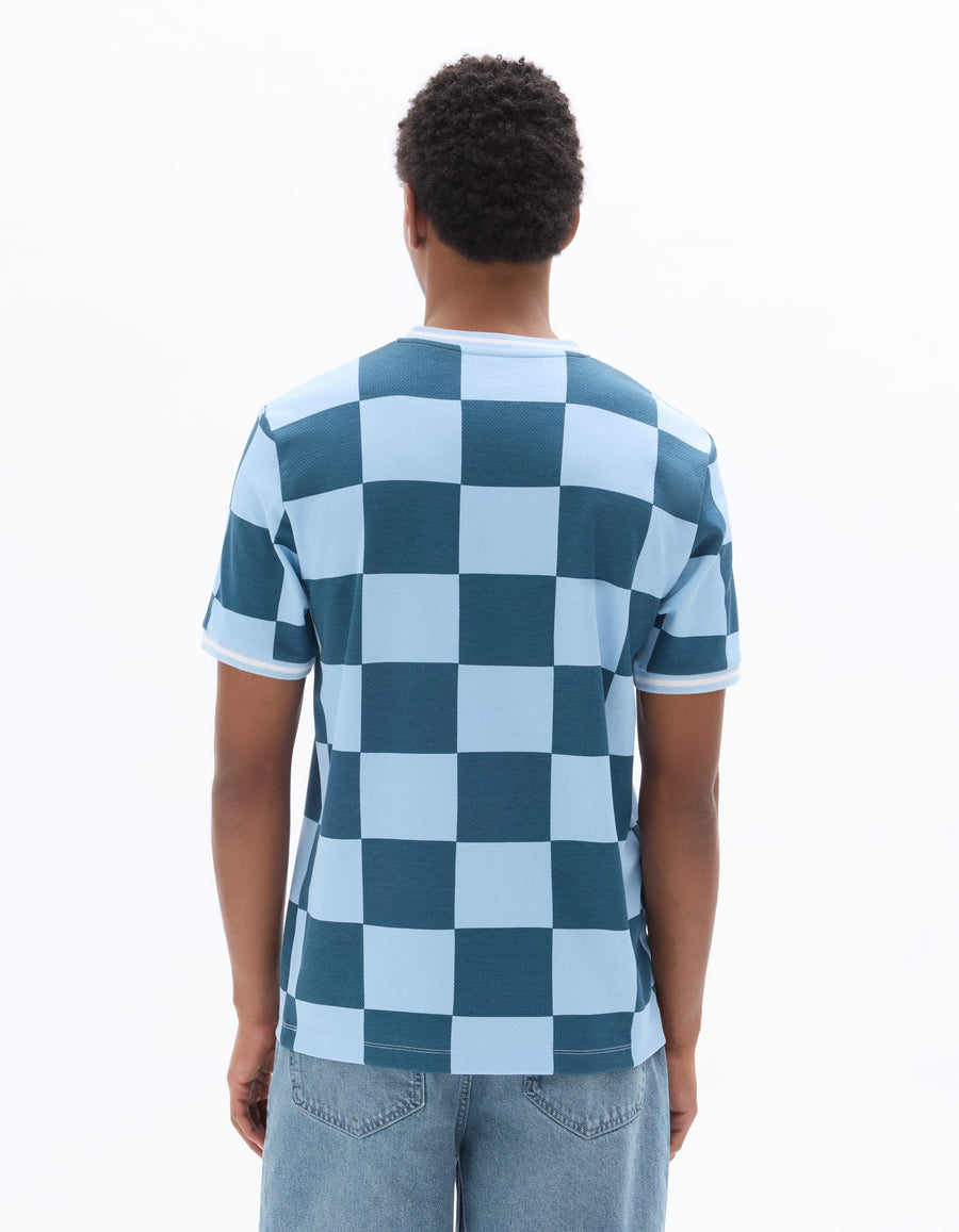 Oversized Fit Cotton Blend V Neck T-Shirt - Light Blue