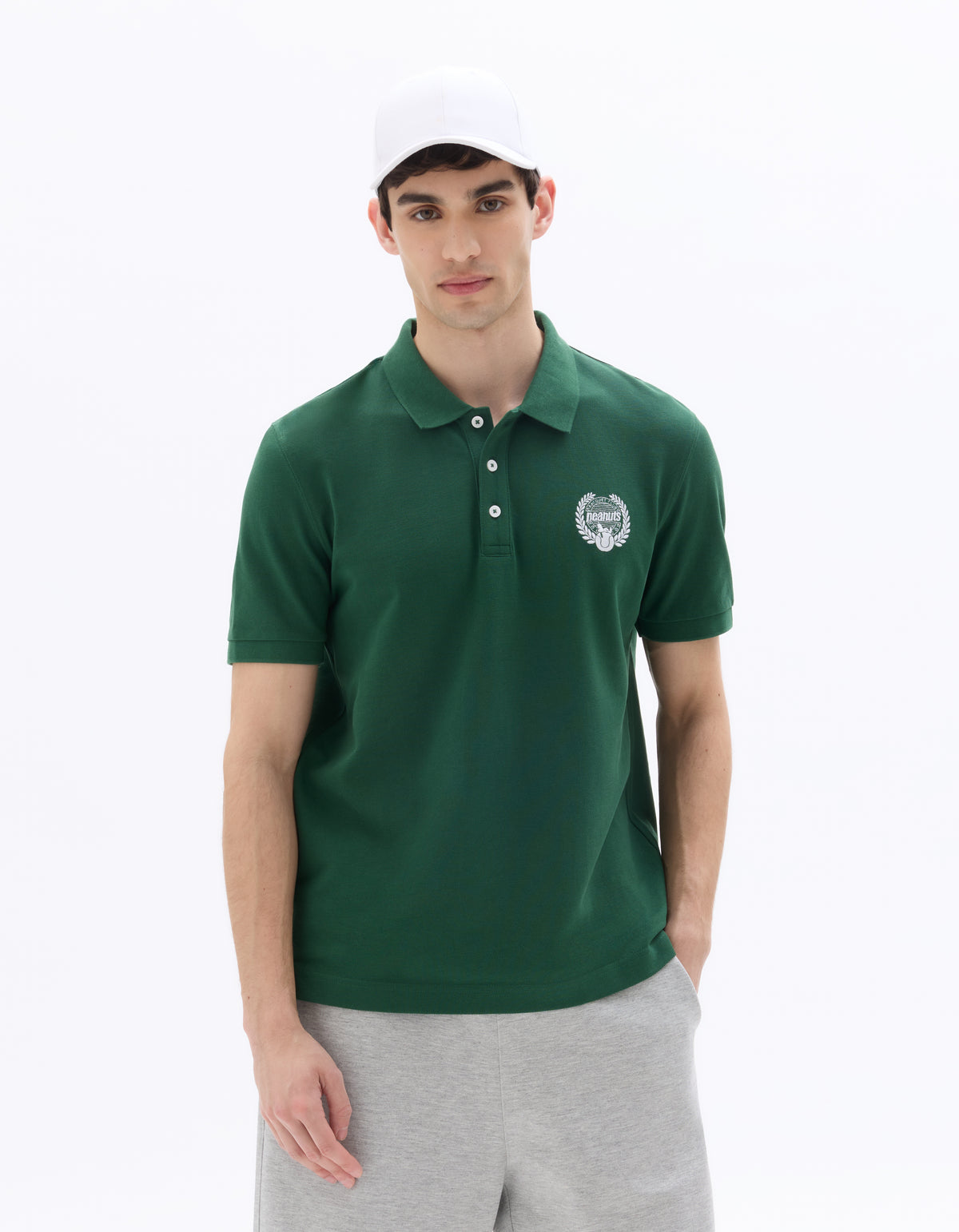 Peanuts Regular Fit 100% Cotton Solid Polo Collar T-Shirts - Green