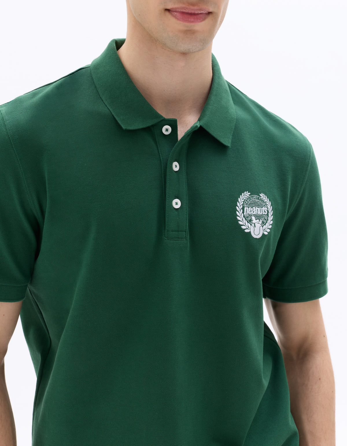 Peanuts Regular Fit 100% Cotton Solid Polo Collar T-Shirts - Green