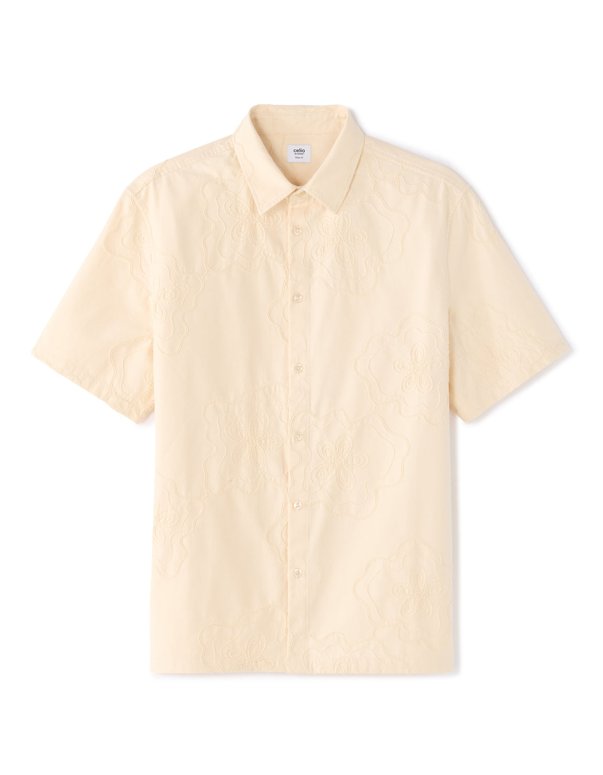 Relaxed Fit 100% Cotton Spread Collar Shirt - White