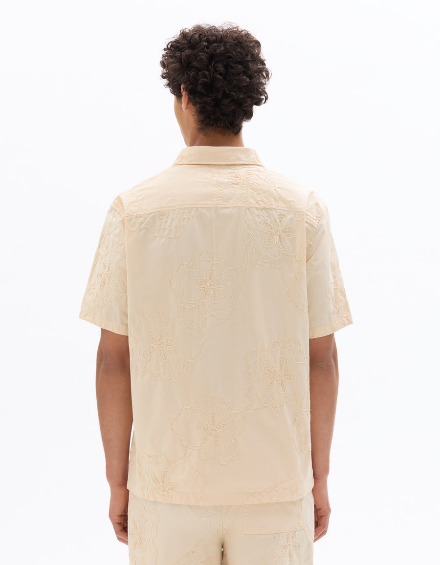 Relaxed Fit 100% Cotton Spread Collar Shirt - White