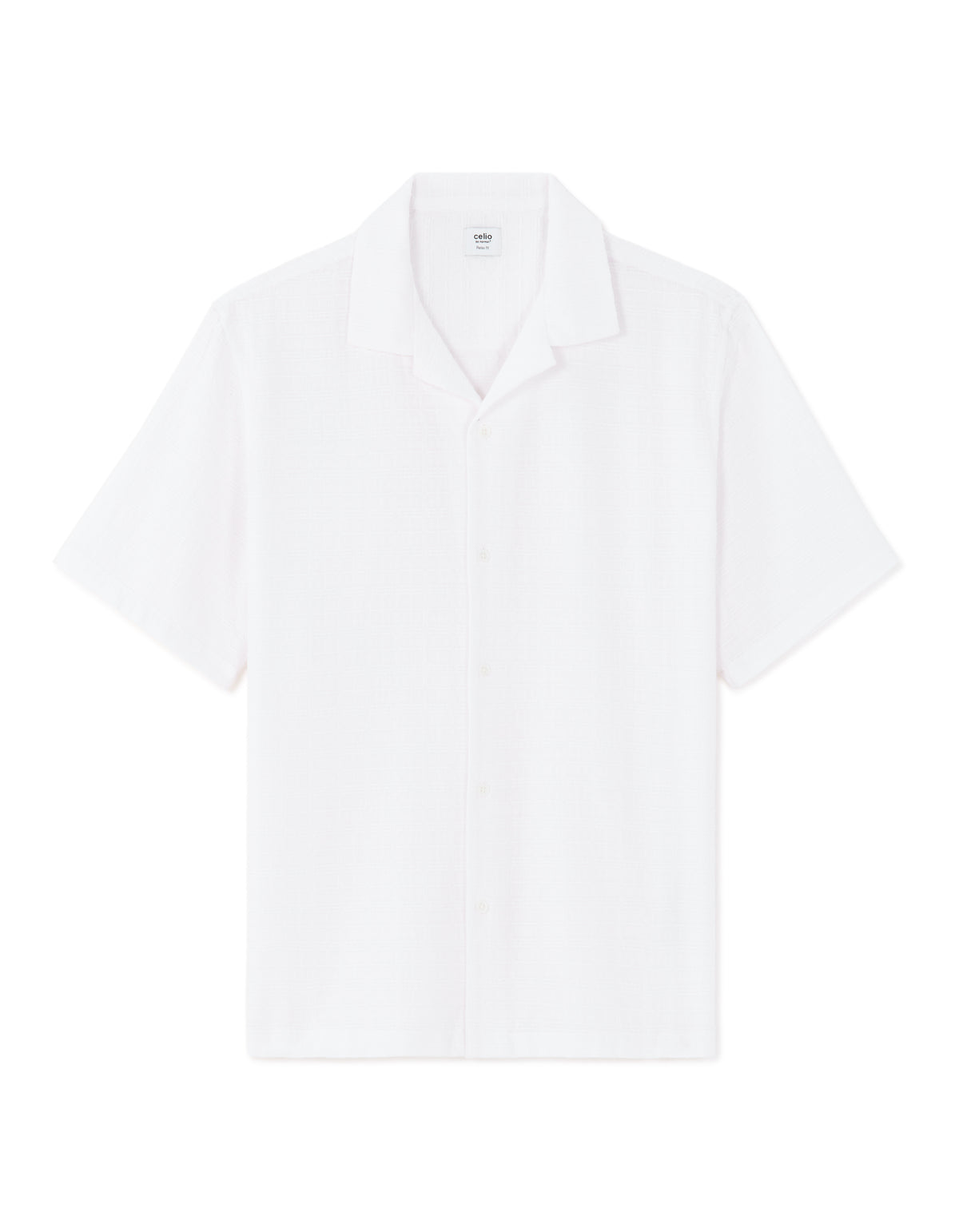 Regular Fit 100% Cotton Cuban Collar Shirt - White
