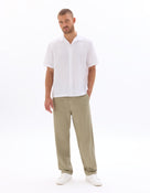 Regular Fit 100% Cotton Cuban Collar Shirt - White