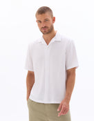 Regular Fit 100% Cotton Cuban Collar Shirt - White