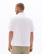 Regular Fit 100% Cotton Cuban Collar Shirt - White