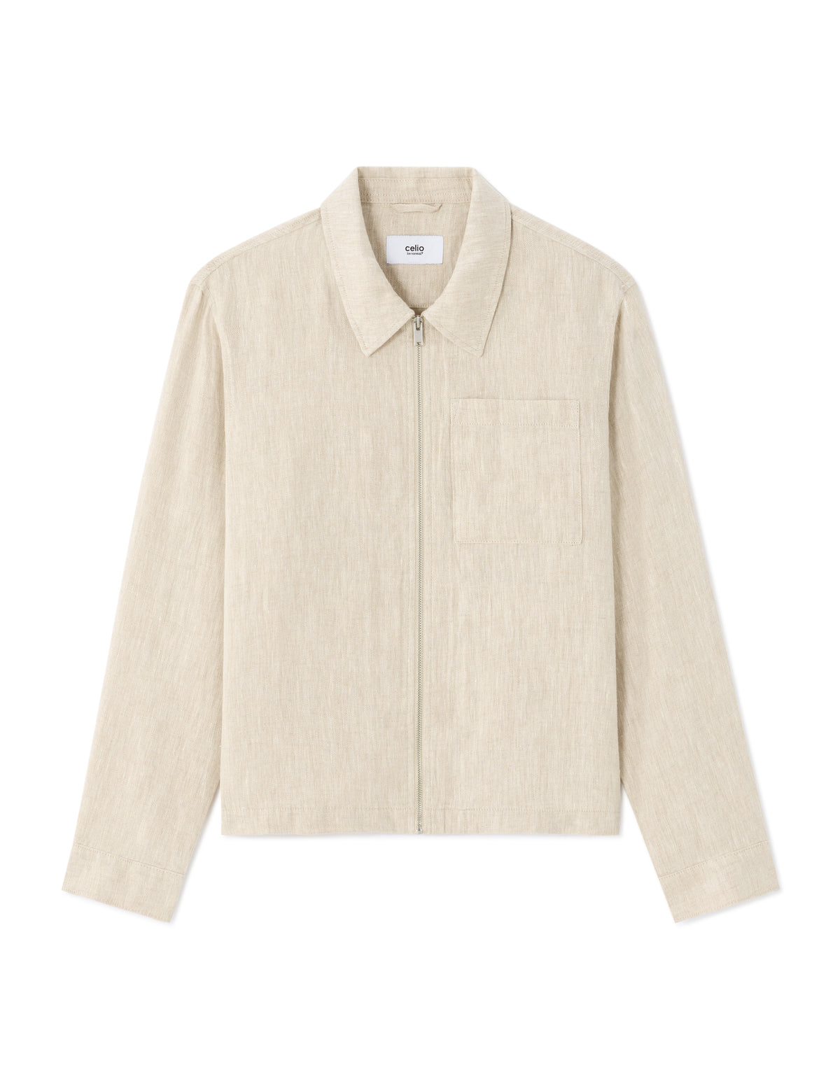 Regular Fit 100% Linen Regular Collar Jackets - Cream