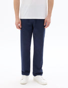 Relaxed Fit 100% Cotton Casual Trousers - Navy Blue