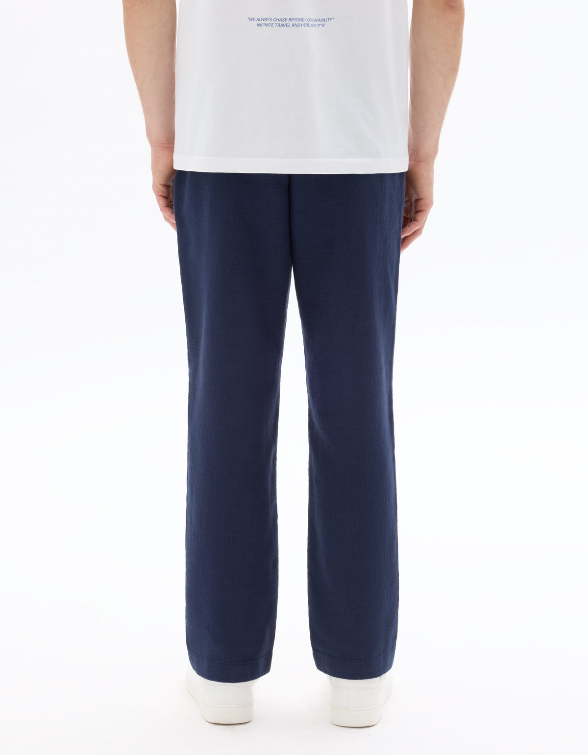 Relaxed Fit 100% Cotton Casual Trousers - Navy Blue