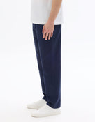 Relaxed Fit 100% Cotton Casual Trousers - Navy Blue