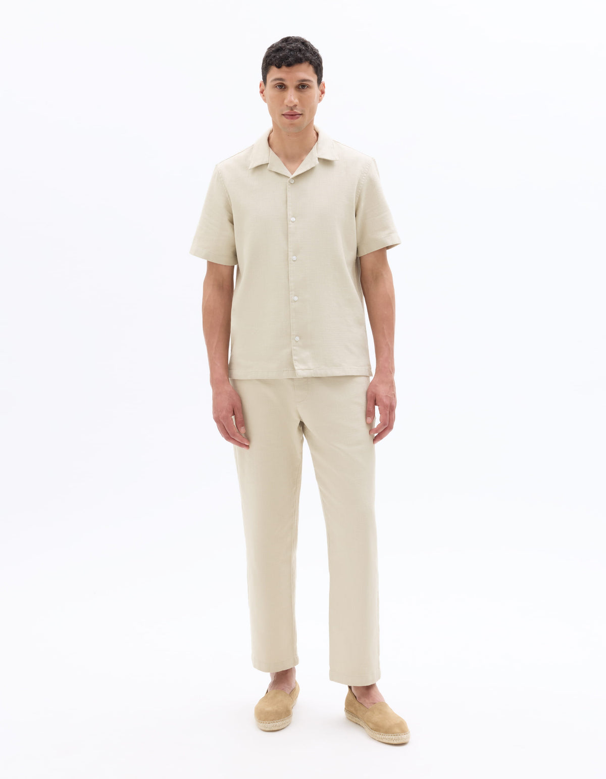 Relaxed Fit 100% Cotton Casual Trousers - Beige