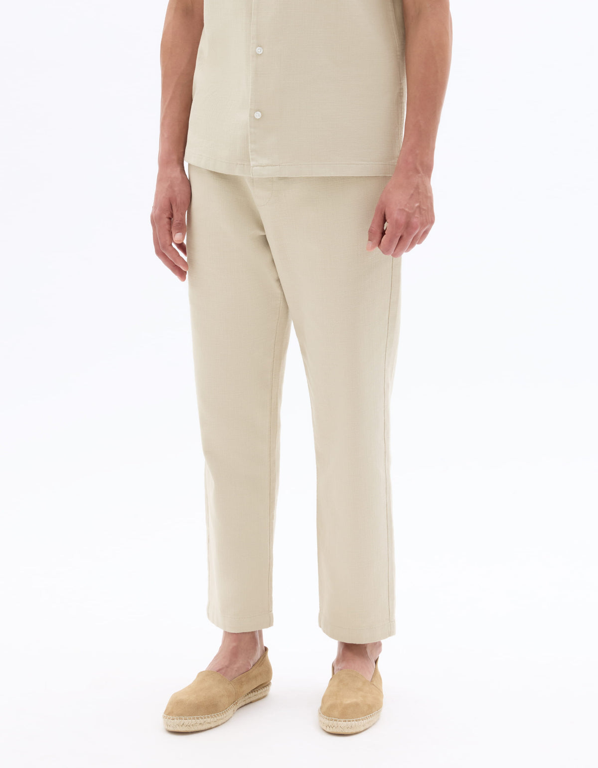 Relaxed Fit 100% Cotton Casual Trousers - Beige