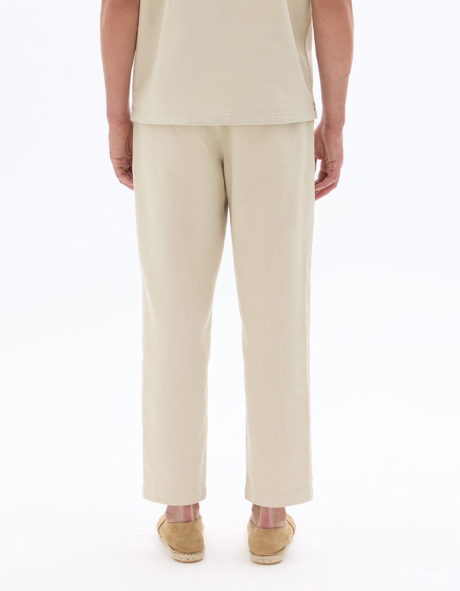Relaxed Fit 100% Cotton Casual Trousers - Beige