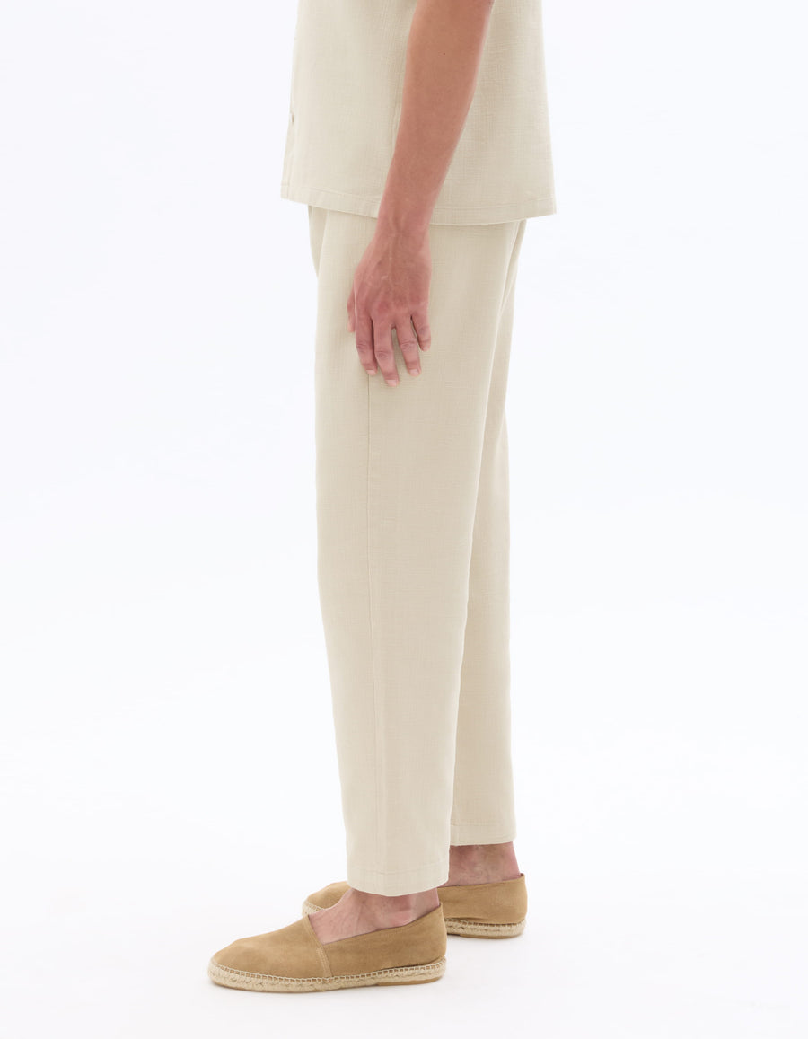 Relaxed Fit 100% Cotton Casual Trousers - Beige
