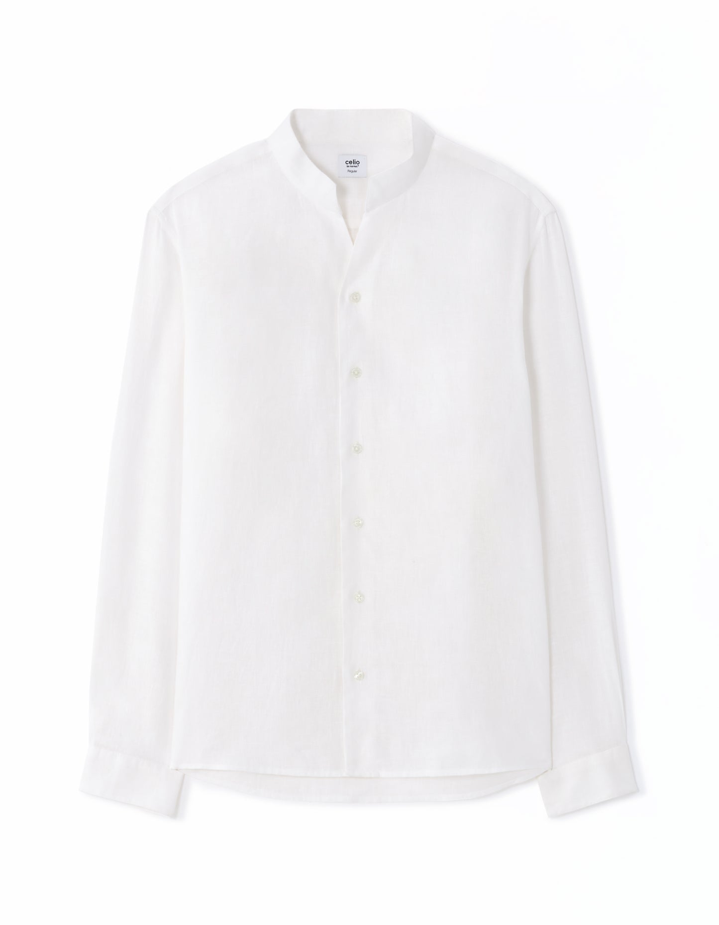 Celio Mens White Solid Regular Fit Linen Shirts