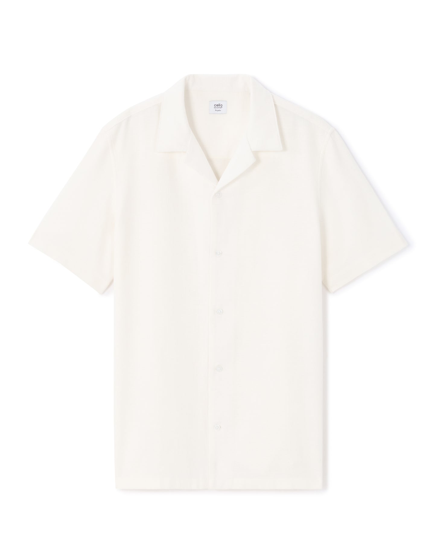 Regular Fit 100% Cotton Cuban Collar Shirt - White